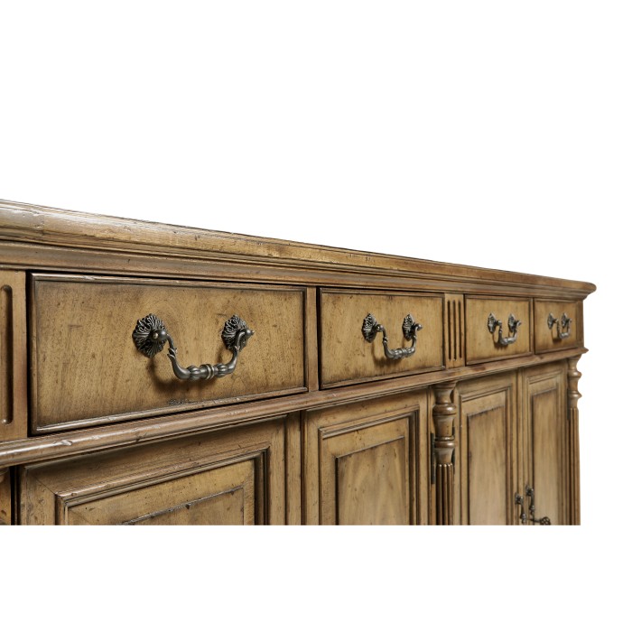 Casual Double Narrow Medium Driftwood Cabinet with Twin Cupboards