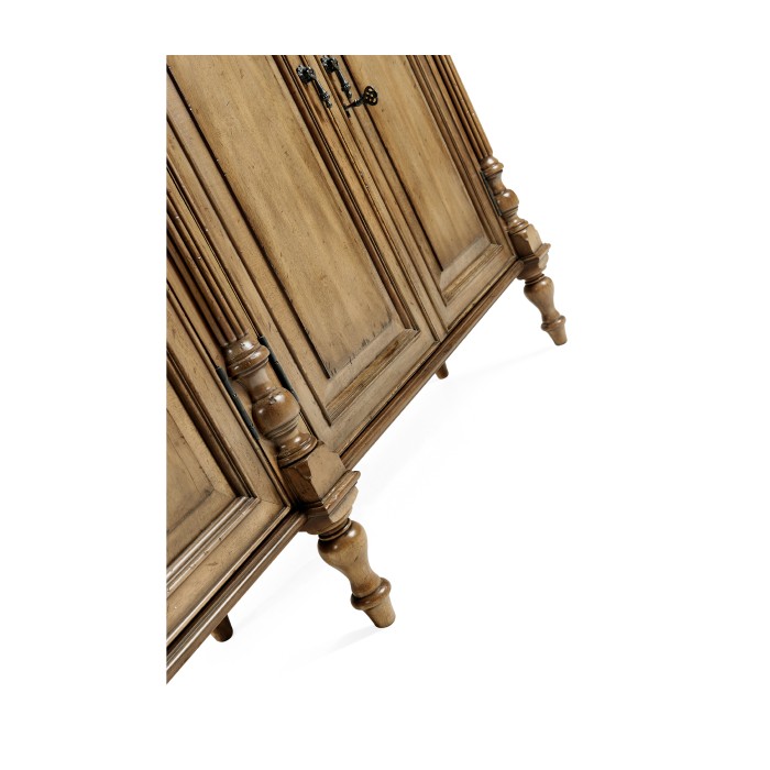 Casual Double Narrow Medium Driftwood Cabinet with Twin Cupboards