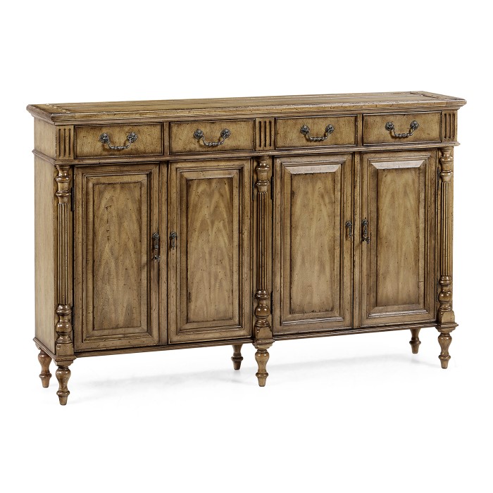 Casual Double Narrow Medium Driftwood Cabinet with Twin Cupboards