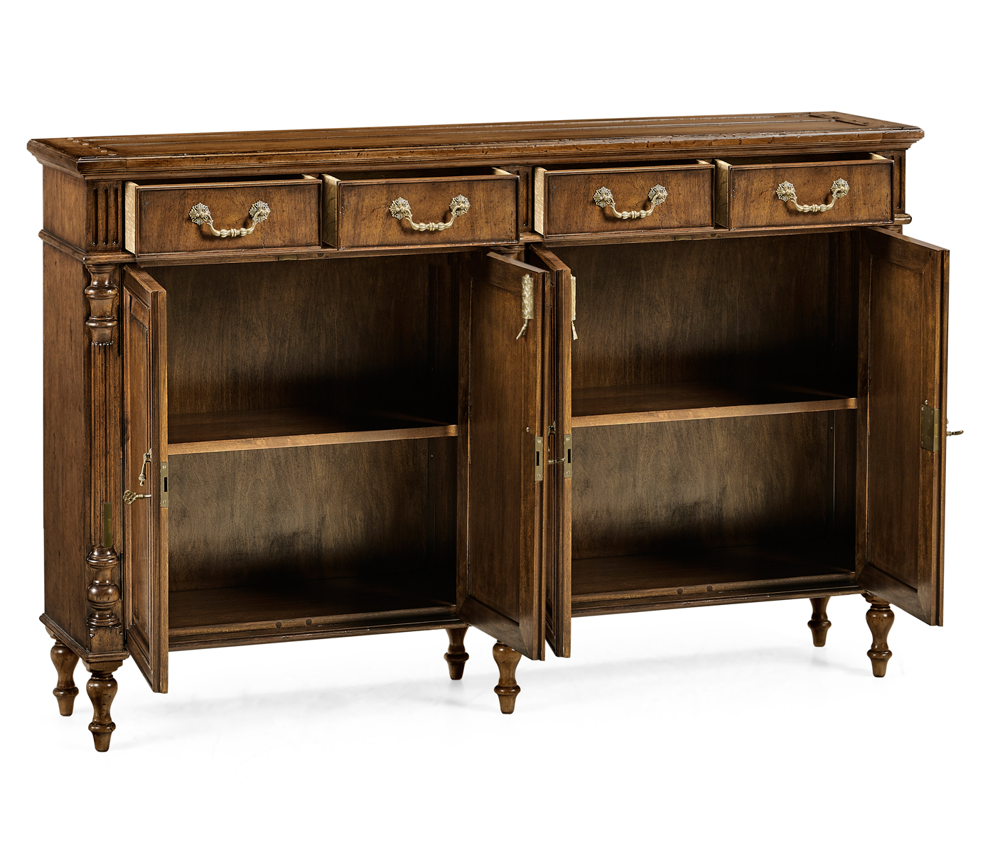 Traditional Double Narrow Cabinet with Twin Cupboards