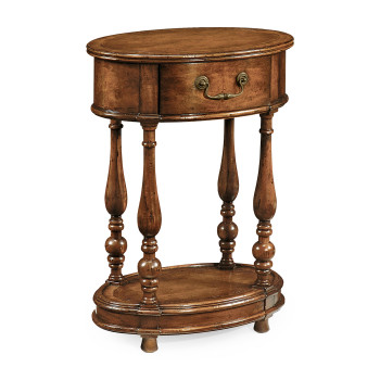 Oval walnut lamp table