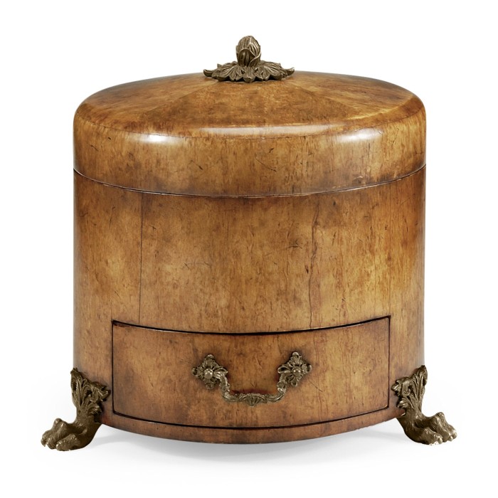Round Masur Birch Jewellery Box
