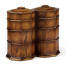 Pair of Glass Decanters in Conjoined Octagonal Walnut Cases