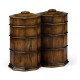 Pair of Glass Decanters in Conjoined Octagonal Walnut Cases