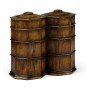 Pair of Glass Decanters in Conjoined Octagonal Walnut Cases