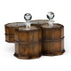 Pair of Glass Decanters in Conjoined Octagonal Walnut Cases