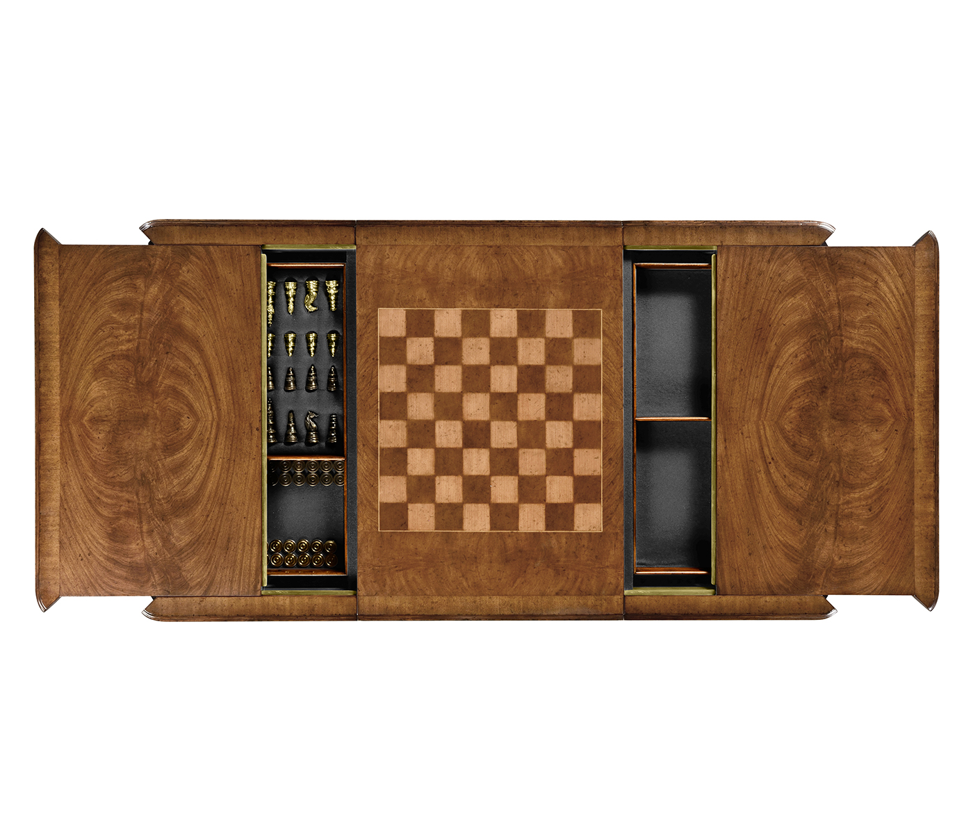 Rectangular walnut games coffee table