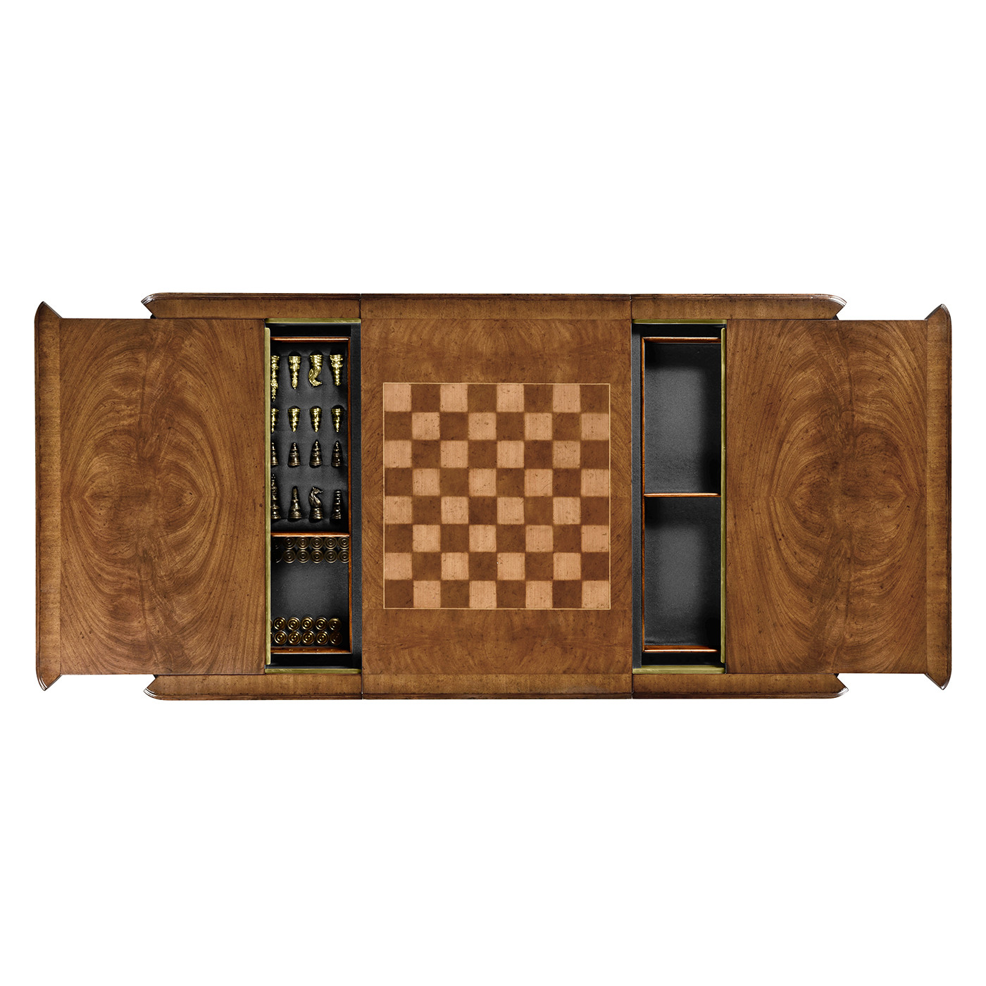 Rectangular walnut games coffee table