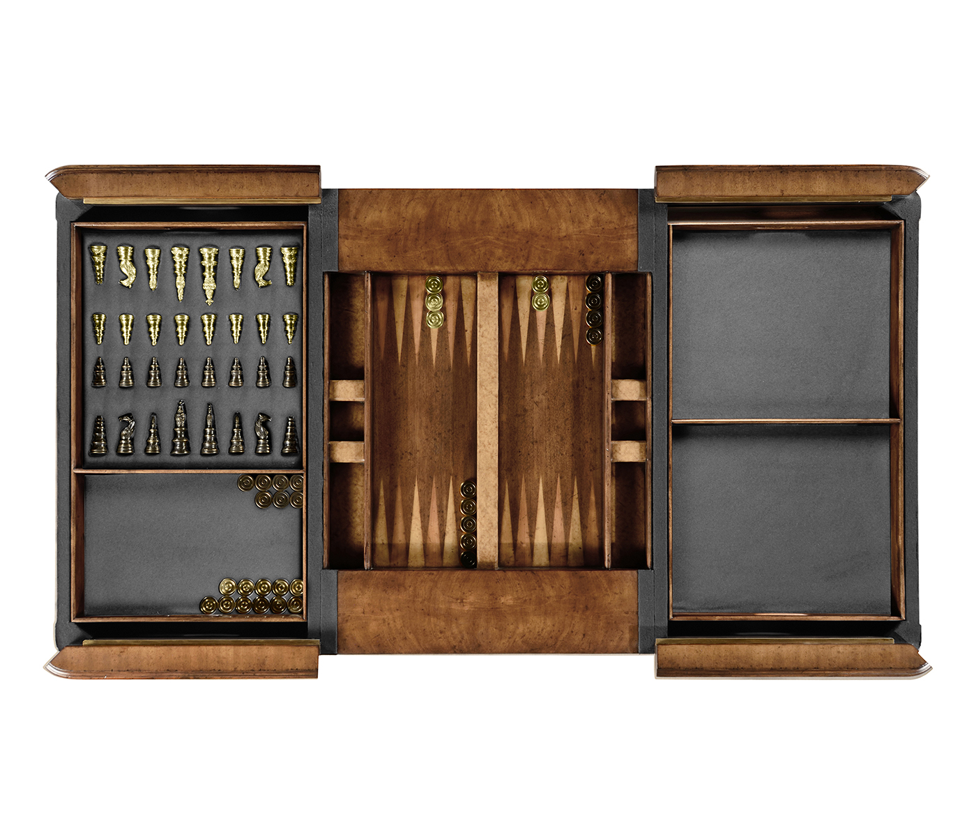 Rectangular walnut games coffee table