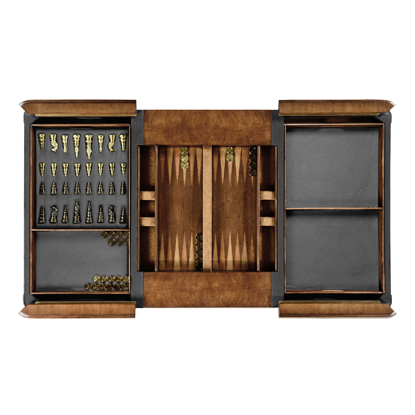 Rectangular walnut games coffee table