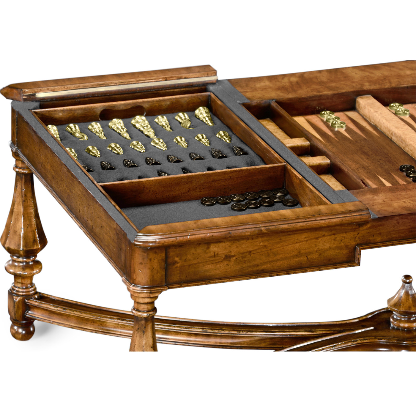 Rectangular walnut games coffee table