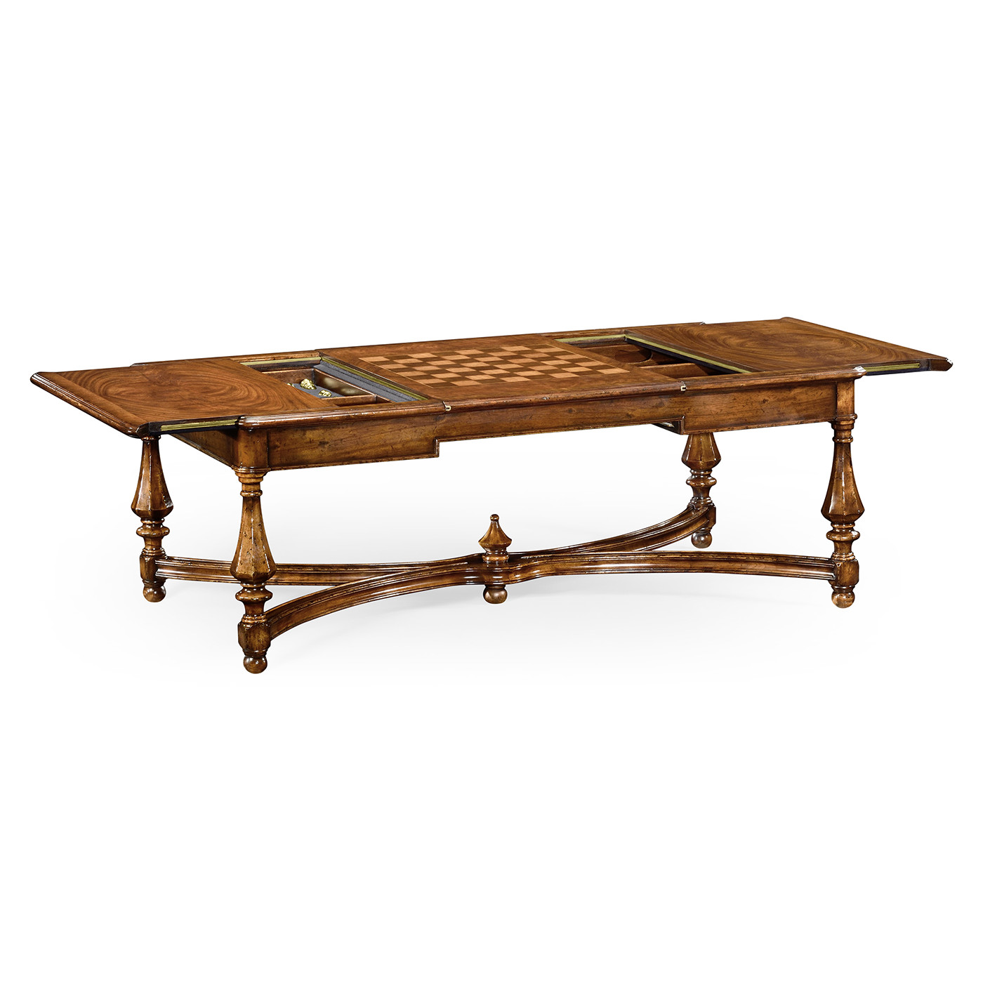 Rectangular walnut games coffee table