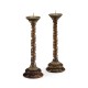 Pair of Barley Twist Walnut Candlesticks