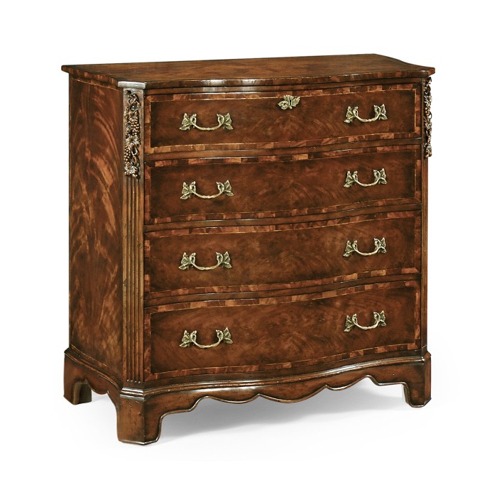 Mahogany and Oyster Serpentine Chest