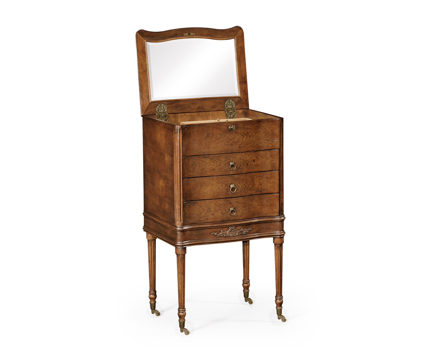 Walnut Chest or Collectors Cabinet on Stand