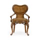 George I style walnut kidney desk chair with medium antique chestnut leather