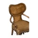 George I style walnut kidney desk chair with medium antique chestnut leather