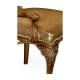 George I style walnut kidney desk chair with medium antique chestnut leather