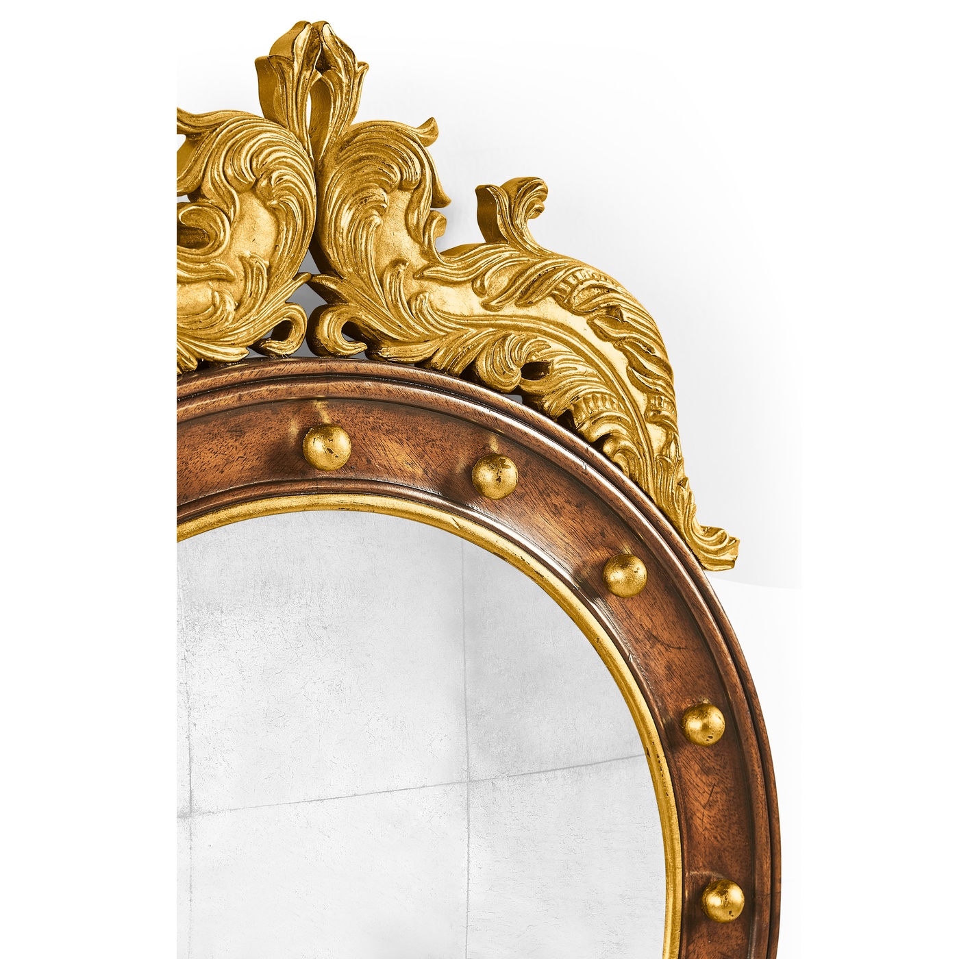 Regency walnut & gilt round convex églomisé mirror (Small)