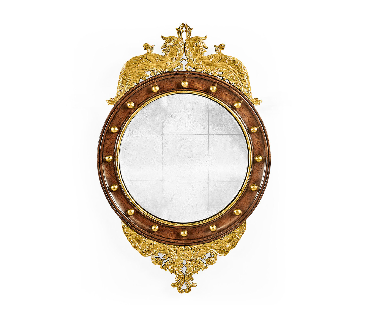 Regency walnut & gilt round convex églomisé mirror (Small)