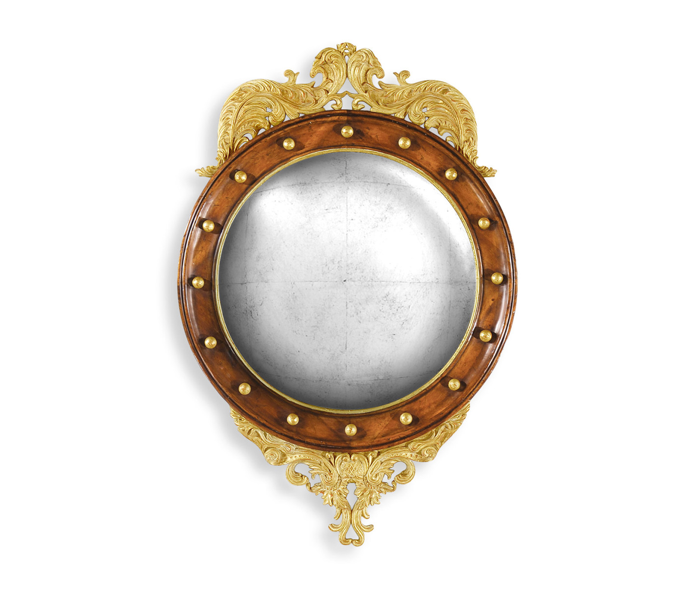 Regency walnut & gilt round convex églomisé mirror (Medium)