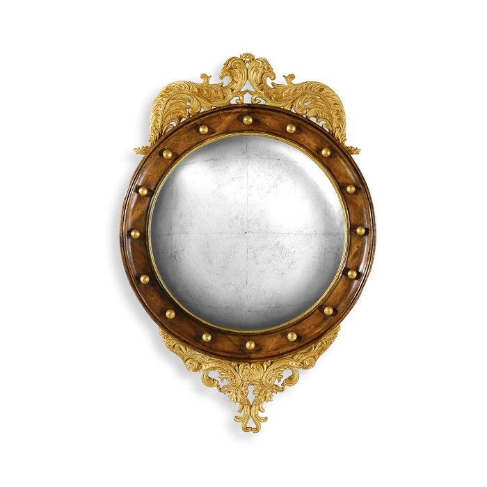 Regency walnut & gilt round convex églomisé mirror (Medium)