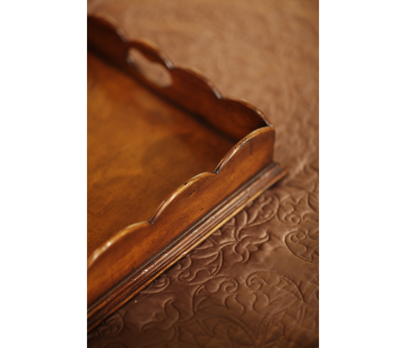 Scalloped Edge Walnut Tray