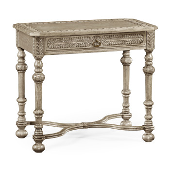 Chip Carved Grey Oak Rectangular Side Table