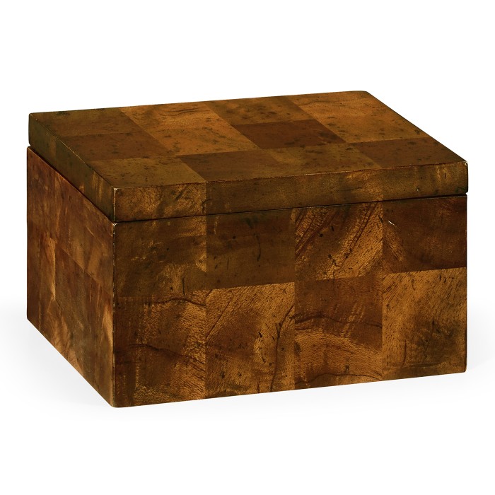Rectangular Patchwork Mahogany Drink Coasters Box