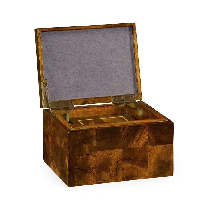 Rectangular Patchwork Mahogany Drink Coasters Box