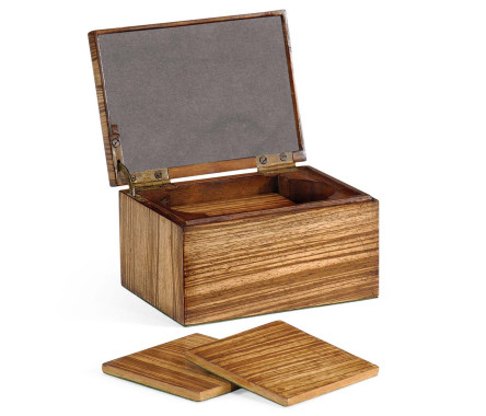 Rectangular Exotic Zebrano Drinks Coasters Box