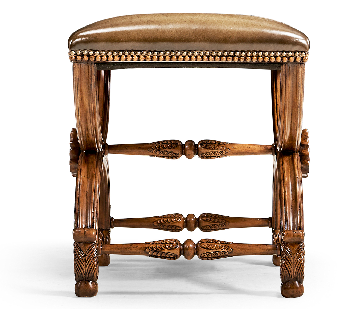 French Style Walnut Footstool with Shell Decoration
