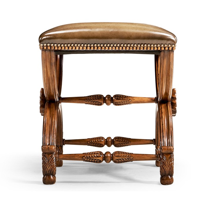 French Style Walnut Footstool with Shell Decoration