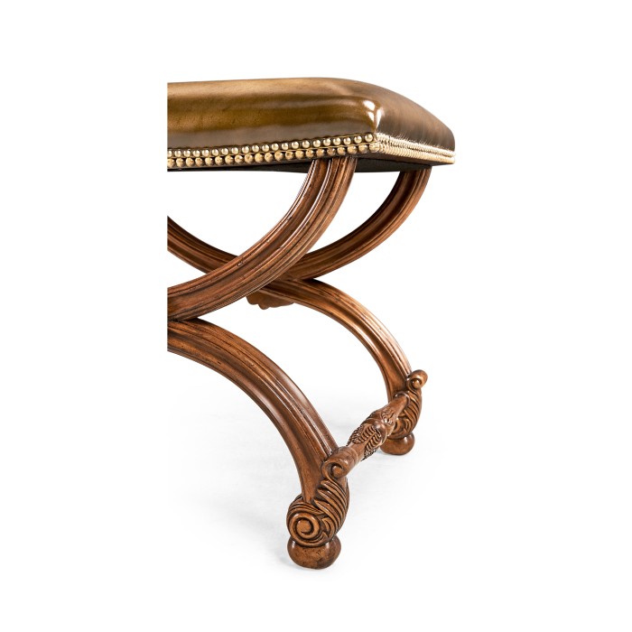 French Style Walnut Footstool with Shell Decoration