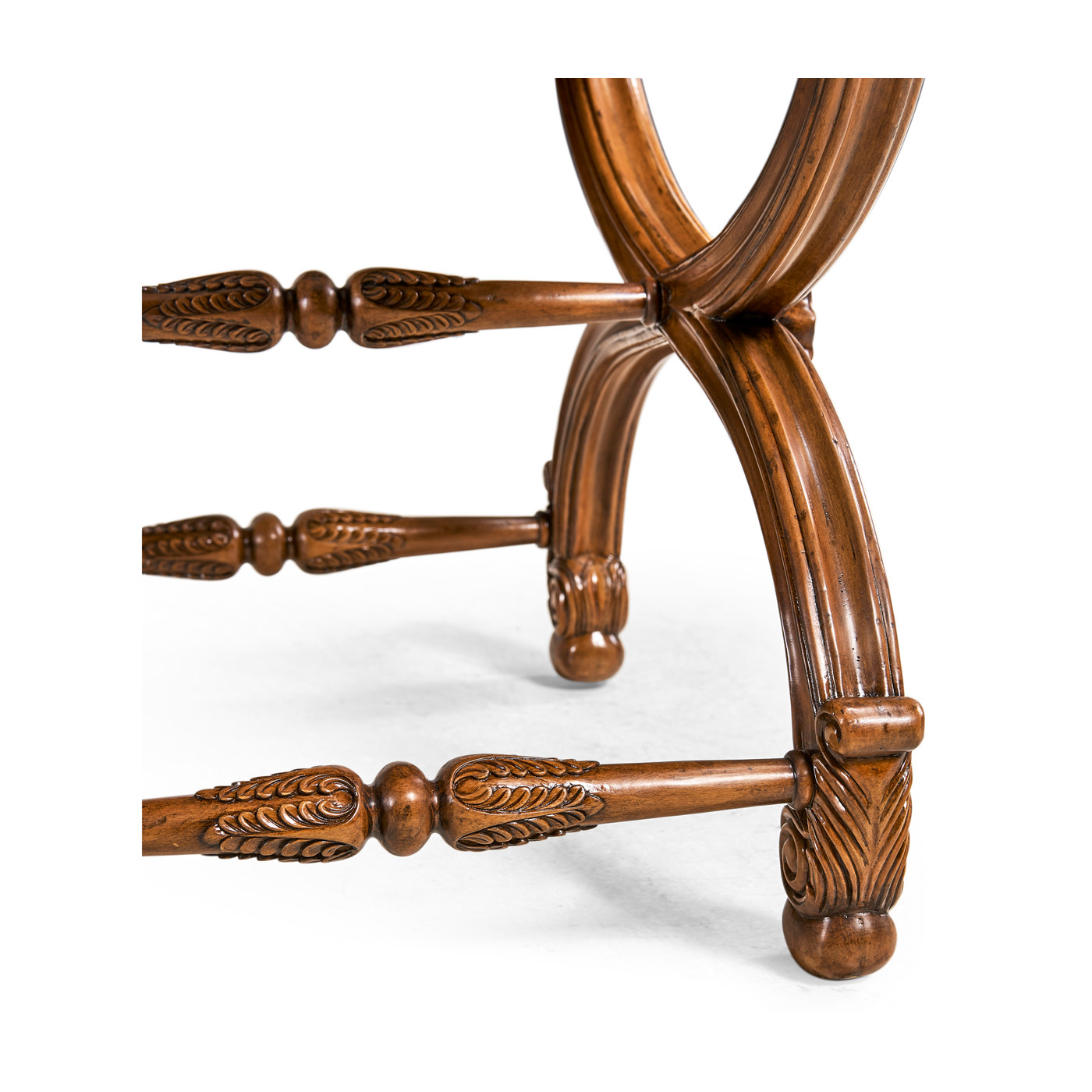 French Style Walnut Footstool with Shell Decoration