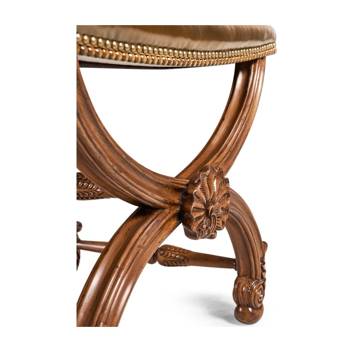 French Style Walnut Footstool with Shell Decoration