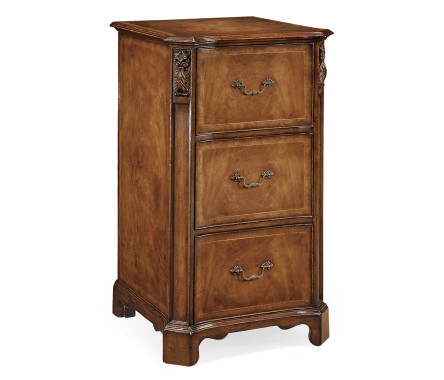 Three drawer filing cabinet with angled sides