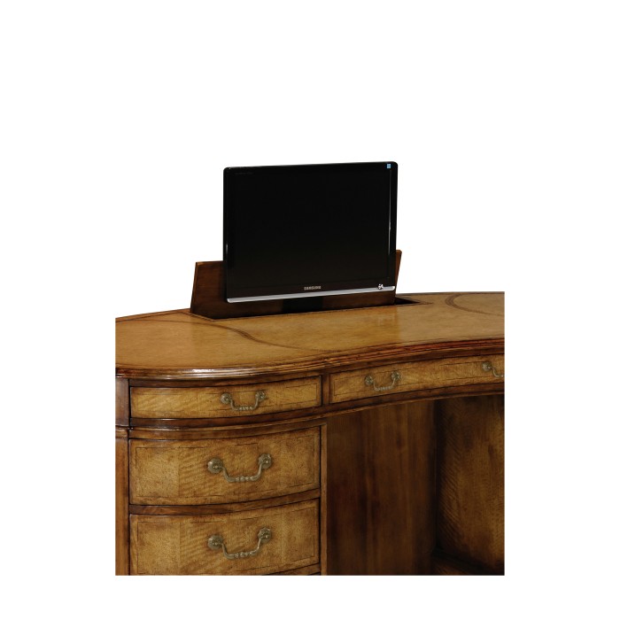 Walnut kidney pedestal desk