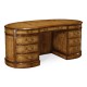 Walnut kidney pedestal desk