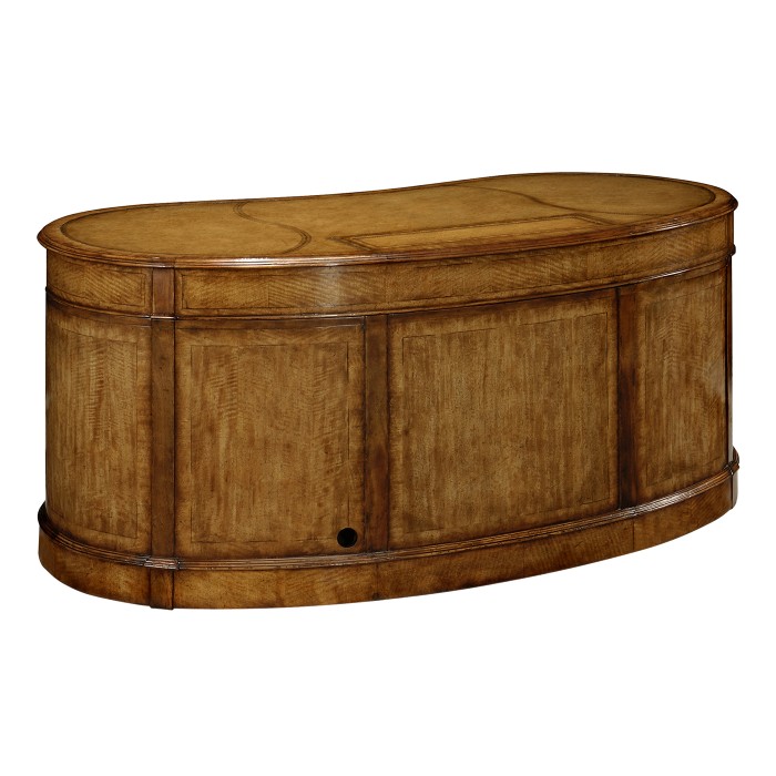 Walnut kidney pedestal desk