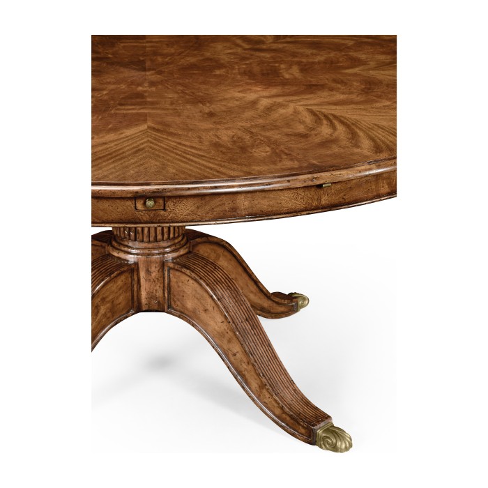 Walnut Extending Circular Dining Table with Storage Cabinet for Leaves 66