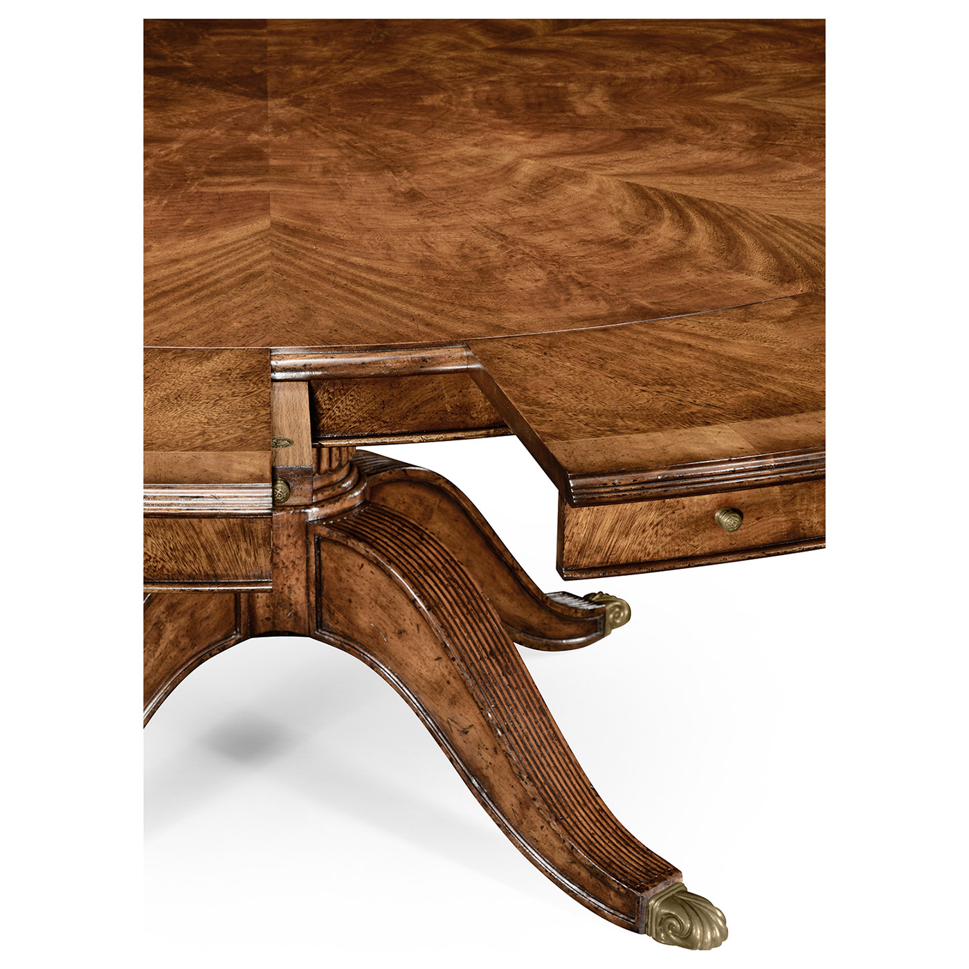 Walnut Extending Circular Dining Table with Storage Cabinet for Leaves 66