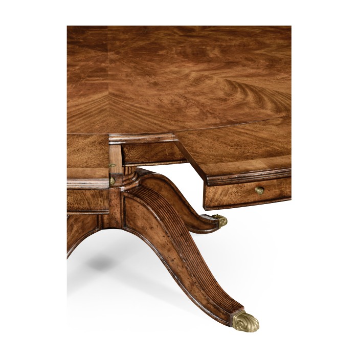 Walnut Extending Circular Dining Table with Storage Cabinet for Leaves 66