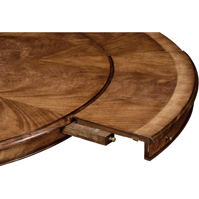 Walnut Extending Circular Dining Table with Storage Cabinet for Leaves 66