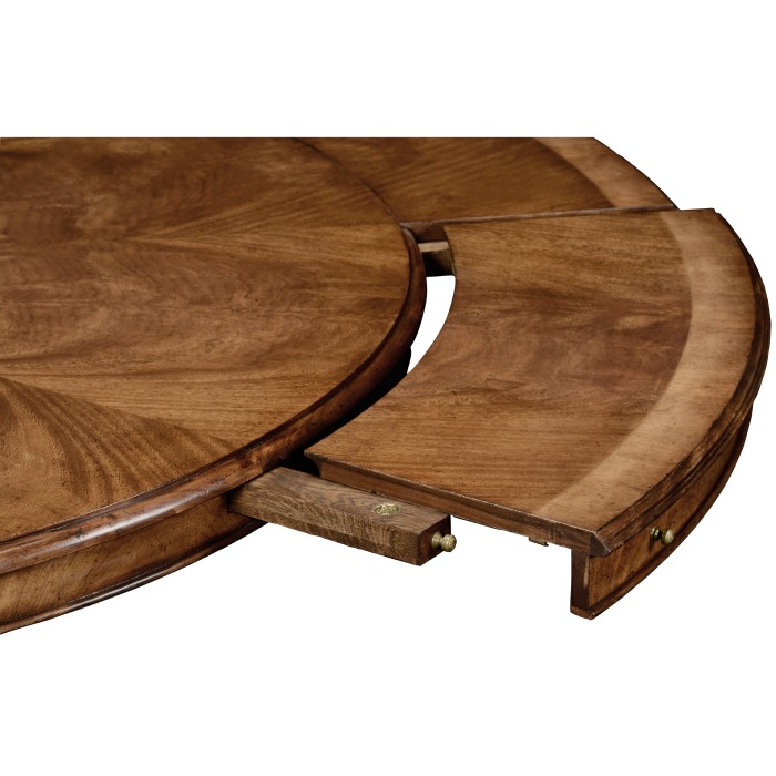Walnut Extending Circular Dining Table with Storage Cabinet for Leaves 66