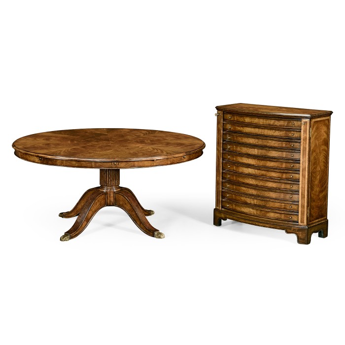 Walnut Extending Circular Dining Table with Storage Cabinet for Leaves 66