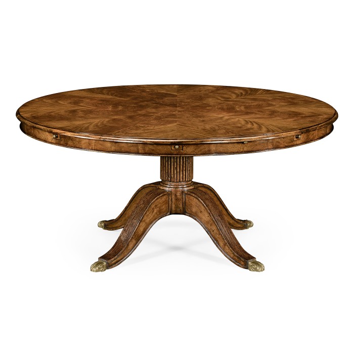 Walnut Extending Circular Dining Table with Storage Cabinet for Leaves 66