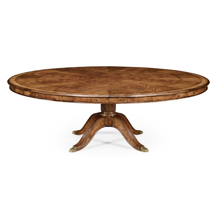 Walnut Extending Circular Dining Table with Storage Cabinet for Leaves 66
