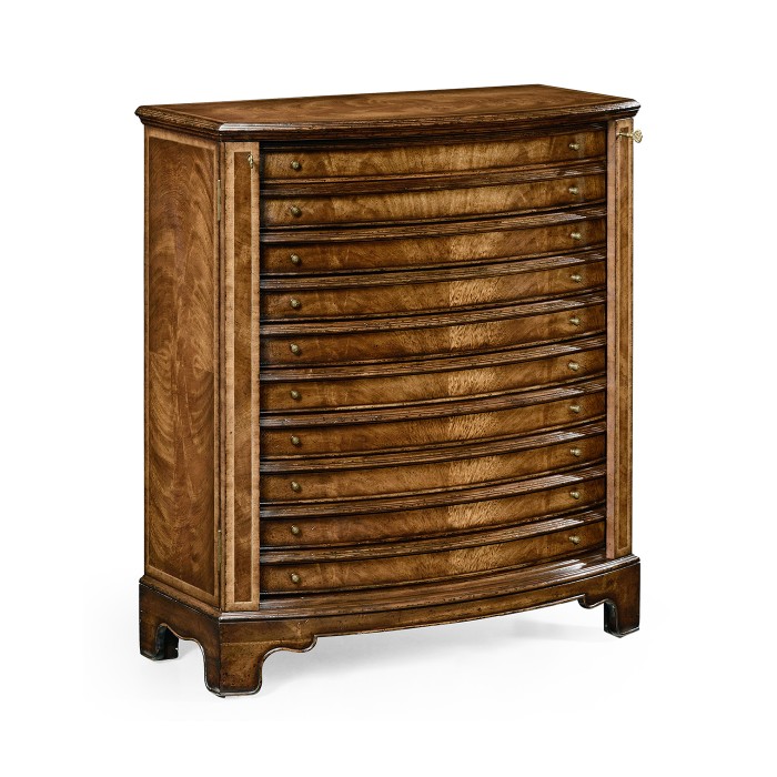 Walnut Extending Circular Dining Table with Storage Cabinet for Leaves 66