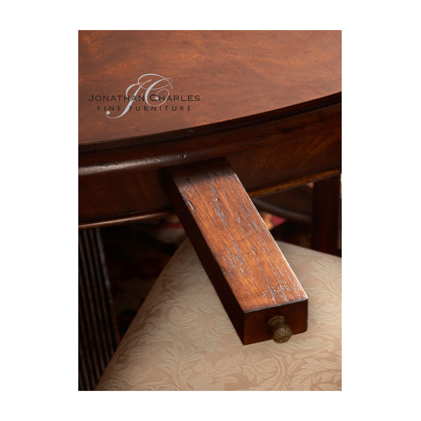 Walnut Extending Circular Dining Table with Storage Cabinet for Leaves 66